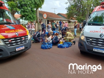 foto de Colisão entre moto e caminhão deixa mãe e filha feridas em Maringá