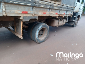 foto de Colisão entre moto e caminhão deixa mãe e filha feridas em Maringá