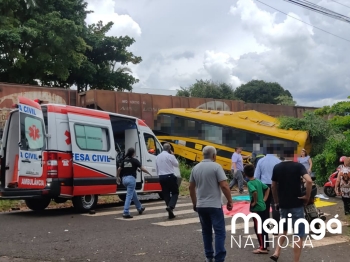 foto de Colisão entre ônibus escolar e trem deixa mortos e feridos em Jandaia do Sul