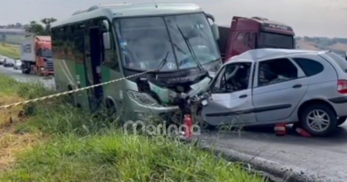 Carro bate de frente com micro-ônibus e homem acaba morrendo na BR-376