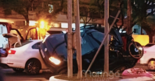 Vídeo mostra momento exato de colisão entre dois veículos no centro de Maringá