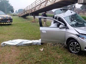 foto de Jovem morre após bater carro em pilar de passarela na BR-376