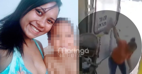 Veja o momento em que a jovem mãe caiu da circular no centro de Maringá e morreu