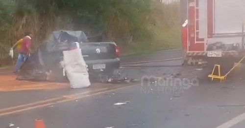 Motorista morre após colisão frontal entre carreta e veículo com placas de Maringá